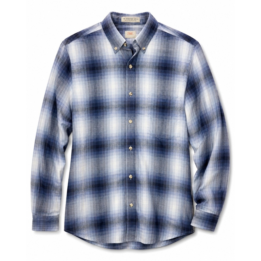 Vintage 80s The Fox Collection Blue Plaid Button Down Shirt Made in USA Mens S